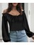 Kadın Uzun Kollu Kare Yaka Göğüs Büzgü Detay Sandy Bluz 3