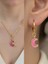Pembe Hilal Detay Kadın Kolye Küpe Set 1