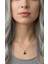 Gümüş Renk Van Cleef Yonca Siyah Taşlı Model Top Zincir Çelik Kolye 2