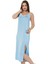 Moda Bayan Ip Askılı Uzun Gecelik Mavi 1