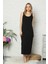 Moda Kalın Askılı Siyah Penye Uzun Gecelik 1