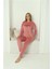 Moda Kadın Kadife Pembe Pijama Takım 4