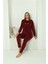 Moda Kadın Kadife Bordo Pijama Takım 2