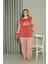 Moda Polar Kadın Büyük Beden Pudra Pijama Takımı 3