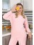 Moda Kadın Kadife Pijama Takım Pembe 3