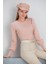Kadın Balon Uzun Kol Pudra Rengi Spor Şık Triko Bluz 2