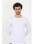 Moda Erkek Sıfır Yaka Uzun Kol Beyaz Fanila 1