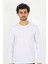 Moda Erkek Sıfır Yaka Uzun Kol Beyaz Fanila 3
