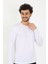 Moda Erkek Sıfır Yaka Uzun Kol Beyaz Fanila 5