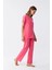 Moda Kadın Kısa Kol Pamuk Penye Pijama Takım Fuşya 3