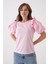 Kadın Bisiklet Yaka Volanlı Karpuz Kol Güpür Detaylı Spor Şık Çiçek Güpürlü Bluz 4