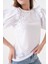 Kadın Bisiklet Yaka Volanlı Karpuz Kol Güpür Detaylı Spor Şık Çiçek Güpürlü Bluz 5