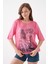 Kadın Bisiklet Yaka Kısa Kol Baskı Detaylı Spor Şık Curve Beli Lastikli Şifon Bluz 4