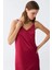 Moda Yırtmaçlı Uzun Saten Gecelik Bordo 5