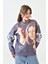 Kadın Yüz Baskılı Oversize Geniş Kalıp Desenli Curve Sweatshirt 4