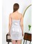 Moda Ip Askılı Micro Kumaş Kısa Parlak Gecelik Ev Giyim Gri 4