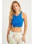 Kadın Bisiklet Yaka Fitilli Pamuk Kalın Askılı Spor Şık Crop Top Büstiyer Bluz 3