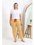 Moda Kadın Pamuklu Büyük Beden Alt Pijama Sarı 2
