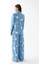 Moda Kadın Mavi Yıldız Desenli Düğmeli Pamuklu Pijama Takımı 4