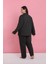 Moda Kadın Büyük Beden Füme Düğmeli Pijama Takımı 4
