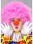 Pembe Renk Kıvırcık Afro Bonus Peruk Takma Saç ve Kırmızı Burun Seti 1