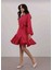 Kadın Fuşya Vatkalı Fırfır Detay Elbise 1