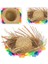 Naturel Renk Püsküllü Örme Hasır Hawaii Luau Aloha Şapka 13X36 cm 1