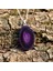Mor Akik Taşı Dilim Kolye – Çelik Zincirli 1