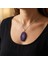 Mor Akik Taşı Dilim Kolye – Çelik Zincirli 5