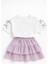 Kız Çocuk Kat Kesimli Mor Etek ve Kolları Fiyonklu Tişört Ikili Takım 3