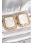 Pirinç Gold Renk Beyaz Mineli Kare Model Kadın Küpe - TJ-BKP10428 1