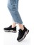 ZRİN-400 Premium Siyah Bağcıklı Triko Renkli Taban Kadın Sneaker 3