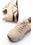 ZRİN-400 Premium Bej Bağcıklı Triko Renkli Taban Kadın Sneaker 4