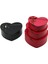 3pcs Kalp Mat Mix Renkli - Kabartma Desen Karton Hediye Kutusu Kurdelalı 31X28-27X24-23X20CM (4915) 1