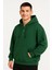 Erkek Ovarsize Kapüşonlu Swetshirt Kanguru Çepli Cıtcıtlı 3 Iplik Şardonlu Hoodie - Haki 1