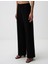 Siyah Bol Paça Yüksek Bel Uzun Örme Pantolon 4