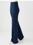 Lacivert Yüksek Bel Bol Paça Modal Jogger Pantolon 4