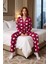 Kadın Mürdüm Kalpli Pijama Takımı Gömlek ve Pantolon Fonksiyonel Dayanıklı Kaliteli Modern 2