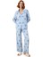 Kalp Desenli Viskon Gömlek Pijama Takımı Kadın Fonksiyonel Dayanıklı Kaliteli Konforlu Şık 4