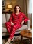 Kadin Kirmizi Hayvan Desenli Polar Pijama Takımı Fonksiyonel Dayanıklı Kaliteli Konforlu Şık 1