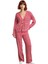 Kadin Kirmizi Cizgili Viskon Dokuma Pijama Takımı Fonksiyonel Dayanıklı Kaliteli Konforlu Şık 4