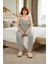 Kadın Çizgili V Yaka Kaşkorse Pijama Takımı Fonksiyonel Dayanıklı Kaliteli Konforlu Modern 3
