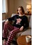Kadın Ayıcıklı Baskılı Ekose Pijama Takımı Fonksiyonel Dayanıklı Kaliteli Konforlu Estetik 1