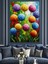 Renkli Kabarık Toplar Çiçek Dekoratif Kanvas - Mdf Ahşap Tablo 1