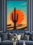 Gün Batımı Kaktüs Manzarası Dekoratif Kanvas - Mdf Ahşap Tablo 2