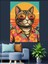 Kedi Gözlüklü Pop Art Dekoratif Kanvas - Mdf Ahşap Tablo 5