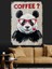 Panda Kahve Içme Resmi Dekoratif Kanvas - Mdf Ahşap Tablo 2