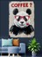 Panda Kahve Içme Resmi Dekoratif Kanvas - Mdf Ahşap Tablo 3