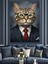 Kedi Iş Adamı Takım Elbise Dekoratif Kanvas - Mdf Ahşap Tablo 2