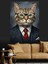Kedi Iş Adamı Takım Elbise Dekoratif Kanvas - Mdf Ahşap Tablo 3